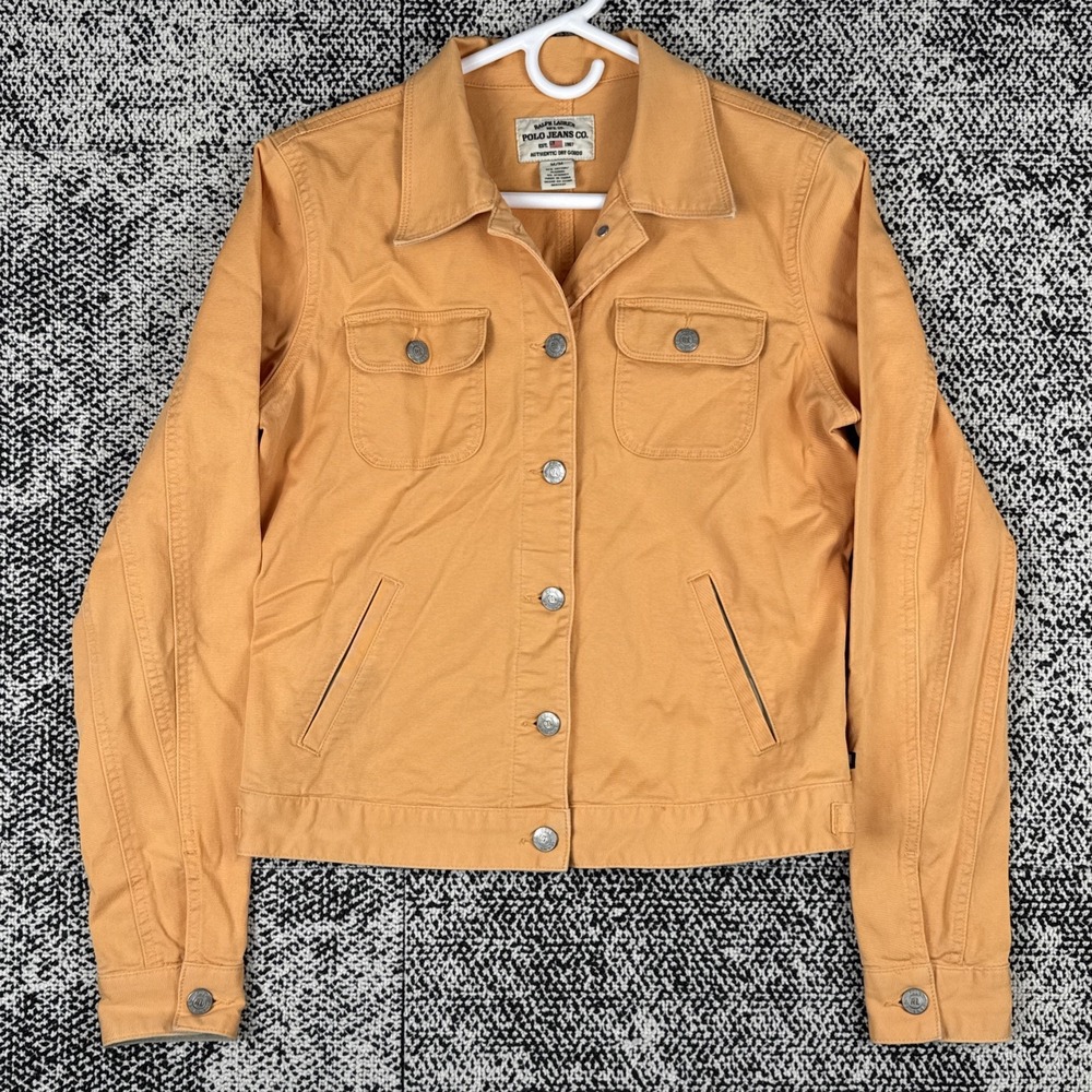 Ralph Lauren Polo Jean Co Jean Jacket Womens Medium Orange Classic Long Sleeve